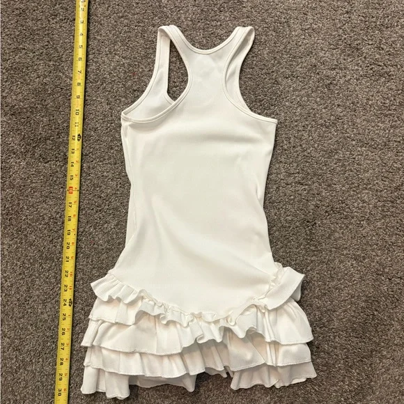 White Ruffle Hem Racerback Tank Dress - Picture 3 of 3